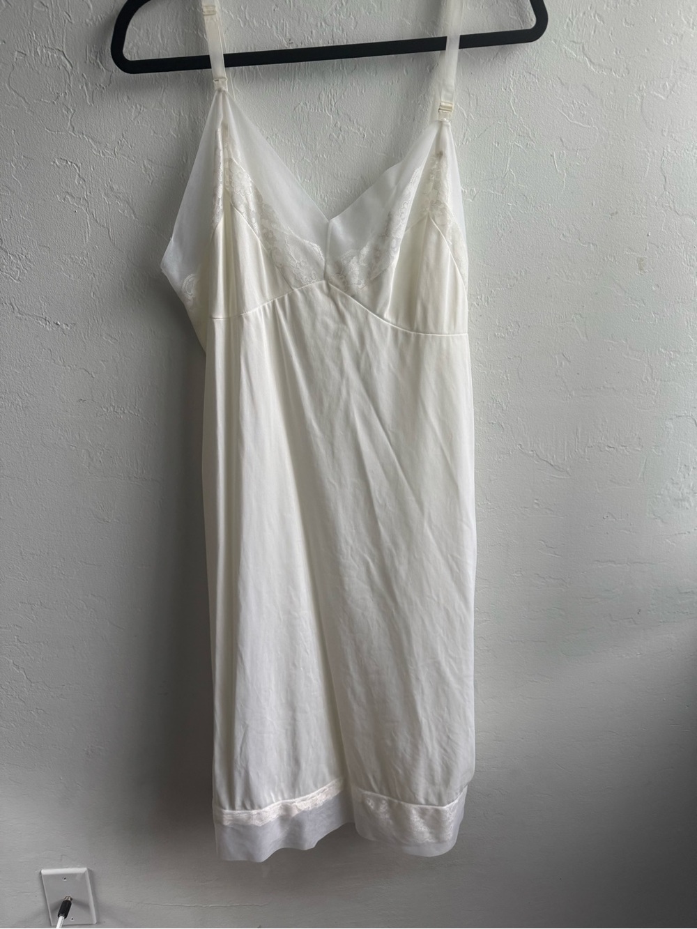 Vintage  White Lace-Trim Slip Dress - Women Intimates & Sleepwear